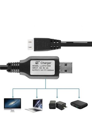 Dron Usb Charger Şarj Kablo 2 Pın Inpt: 5v-0.5-2a Output 7.4v 1000ma Li-ion Pil Şarj Rc Oyuncaklar
