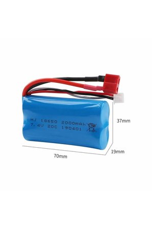 Wltoys Uyumlu 7.4v 18650 Li-on 15c 2000 Mah T-plug Soketli Oyuncak Pili