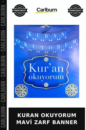 Özel Seri KURAN OKUYORUM MAVİ ZARF BANNER Tören Süsü Parti Malzemesi Kutlama