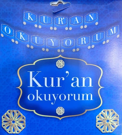 Özel Seri KURAN OKUYORUM MAVİ ZARF BANNER Tören Süsü Parti Malzemesi Kutlama