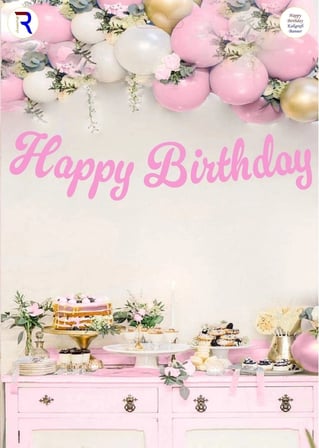 Delux Serisi HAPPY BİRTHDAY PEMBE KALİGRAFİ BANNER Kutlama Seti Aktivite Görsel
