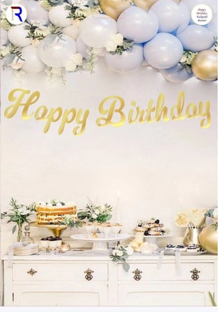 Özel Üretim HAPPY BİRTHDAY GOLD KALİGRAFİ BANNER Dekoratif Dekor Kutlama Süsü
