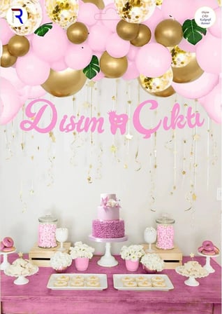 Delux Serisi DİŞİM ÇIKTI PEMBE KALİGRAFİ BANNER Hatırası Hediyelik Alışveriş