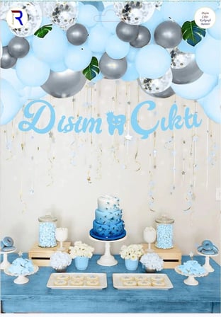 Premium DİŞİM ÇIKTI MAVİ KALİGRAFİ BANNER Sürpriz Tören Kutlama