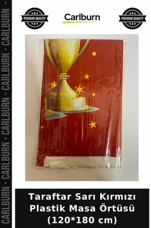 Taraftar Sarı Kırmızı Plastik Masa Örtüsü (120*180 cm) Yemek Masası Kutlama Eşyası Maç Sofrası