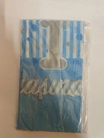 Premium 1 Yaş Mavi Plastik Masa Örtüsü (120*180 cm) Bebek Doğum Günü Süsü Etkinlik