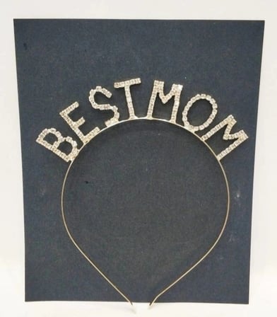 Özel Üretim BEST MOM TAŞLI TAÇ GOLD Şıklık Parti Malzemesi Kutlama Takısı