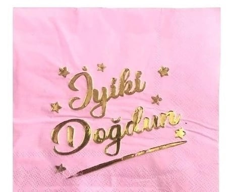 Premium PEMBE GOLD İYİ Kİ DOĞDUN VARAKLI PEÇETE Kutlama Anlamlı Buluşma