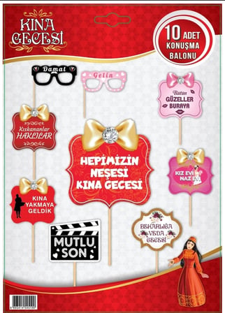 Delux Serisi KINA GECESİ KONUŞMA BALONU 10’LU Partilik Fotoğraf Kutlamalik