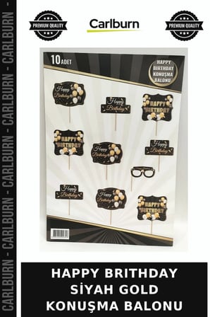 Premium HAPPY BRITHDAY SİYAH GOLD KONUŞMA BALONU Eğlence Parti Aksesuar