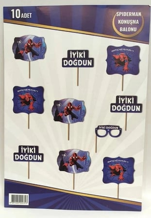 Premium ÖRÜMCEK ADAM KONUŞMA BALONU Doğum Günü Kutlama Ürünü Parti Malzemesi