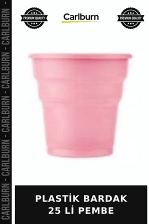 Premium PLASTİK BARDAK 25 Lİ PEMBE Meşrubat İkramlık Kutlama