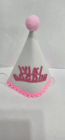 Özel Üretim İYİ Kİ DOĞDUN BEYAZ PEMBE KEÇE BEBEK ŞAPKASI Parti Yenidoğan