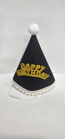 Premium HAPPY BİRTHDAY SİYAH GOLD KEÇE BEBEK ŞAPKASI Kız Stüdyo Süs