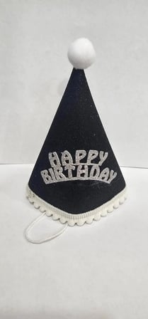 Özel Üretim HAPPY BİRTHDAY SİYAH GÜMÜŞ KEÇE BEBEK ŞAPKASI Etkinlik Giyim Hatıra