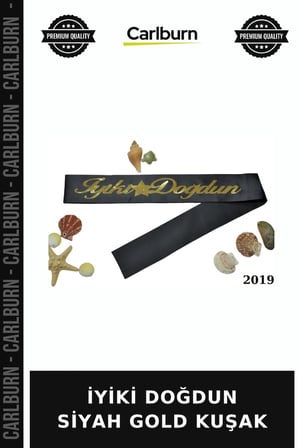 Premium İYİKİ DOĞDUN SİYAH GOLD KUŞAK Parti Konsepti Hazırlık Kutlama Seti