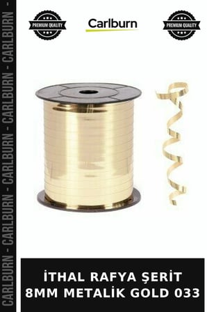 Premium İTHAL RAFYA ŞERİT 8MM METALİK GOLD 033 Hobi İpi Görsel İp