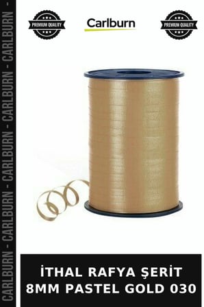 Özel Üretim İTHAL RAFYA ŞERİT 8MM PASTEL GOLD 030 Aksesuar Sunum Hobi