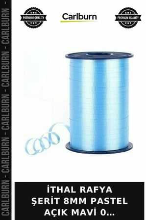 Premium İTHAL RAFYA ŞERİT 8MM PASTEL AÇIK MAVİ 0… Okul İpi Sanatsal İp