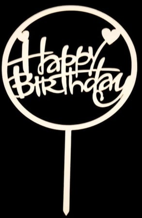 Özel Üretim HAPPY BRITHDAY YUVARLAK ÇERÇEVELİ GOLD PASTA PLEKSİ Özel Gün Parti Detayı Doğum Günü