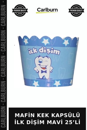 Özel Seri MAFİN KEK KAPSÜLÜ İLK DİŞİM MAVİ 25’Lİ Bebek Eşyası Parti Malzemesi Davet