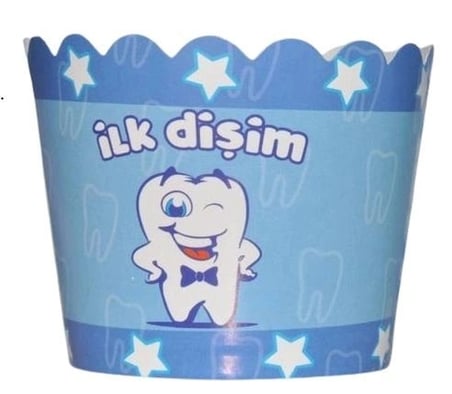 Özel Seri MAFİN KEK KAPSÜLÜ İLK DİŞİM MAVİ 25’Lİ Bebek Eşyası Parti Malzemesi Davet