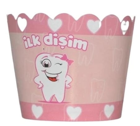 Özel Üretim MAFİN KEK KAPSÜLÜ İLK DİŞİM PEMBE 25’Lİ Tatlı Gereci Bebek Partisi Sunum Detayı