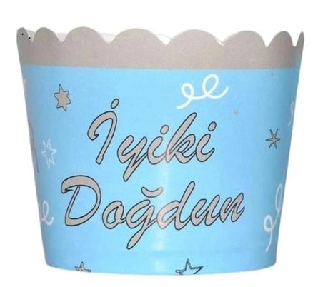 Delux Serisi MAFİN KEK KAPSÜLÜ MAVİ GÜMÜŞ 12’Lİ Sofra Düzeni Çocuk Tatlı