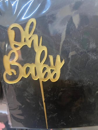 Özel Seri OH BABY GOLD PLEKSİ PASTA ÜZERİ SÜS Parti Organizasyon Kutlama Aksesuarı
