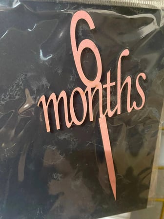 Özel Seri 6 MONTHS PEMBE AHŞAP PASTA ÜZERİ SÜS Parti Objesi Bebek Partisi Ay Dönümü