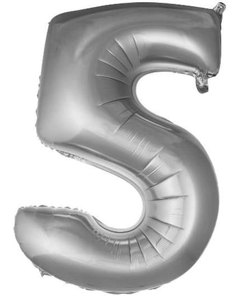 Delux Serisi 5- RAKAM 16 İNC GÜMÜŞ RENK BALON 36 CM Parti Süsü Organizasyon Özel Gün