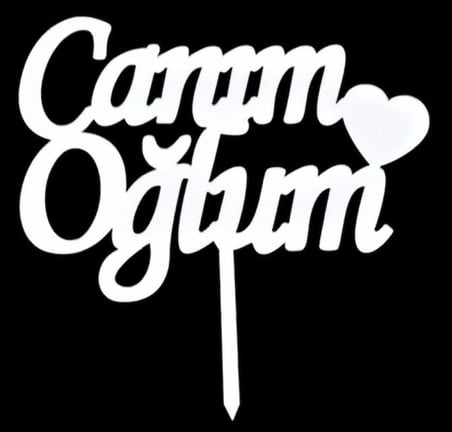 Premium CANIM OĞLUM KALPLİ GÜMÜŞ PASTA PLEKSİ Neşeli Parti Hatıra