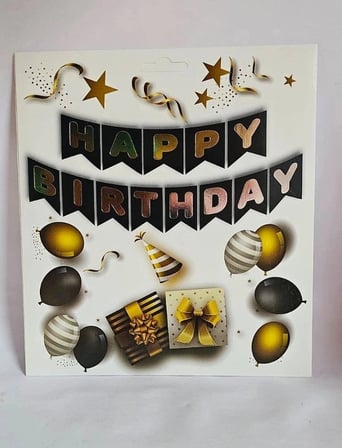 Özel Seri HAPPY BIRTHDAY SİYAH GÜMÜŞ VARAKLI BANNER Aktivite Buluşma Süsleme