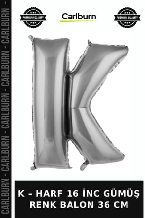 Premium K – HARF 16 İNC GÜMÜŞ RENK BALON 36 CM Günü Doğum Parça