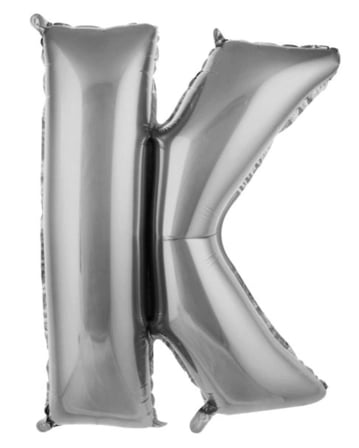 Premium K – HARF 16 İNC GÜMÜŞ RENK BALON 36 CM Günü Doğum Parça