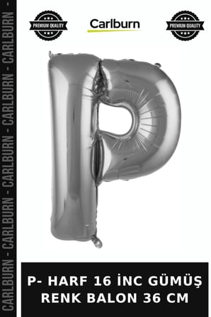 Özel Seri P- HARF 16 İNC GÜMÜŞ RENK BALON 36 CM Parti Balonu Düğün Nişan