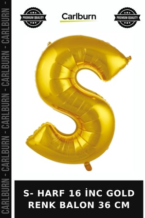 Premium S- HARF 16 İNC GOLD RENK BALON 36 CM Kutlama Doğum Günü Dekorasyon