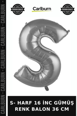 Premium S- HARF 16 İNC GÜMÜŞ RENK BALON 36 CM Sürpriz Nişan Özel Gün