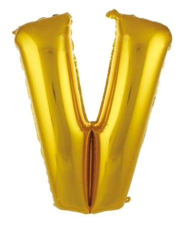 Delux Serisi V- HARF 16 İNC GOLD RENK BALON 36 CM Kutlama Süsü Etkinlik Davet
