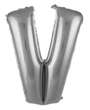 Delux Serisi V- HARF 16 İNC GÜMÜŞ RENK BALON 36 CM Düğün Doğum Yıl