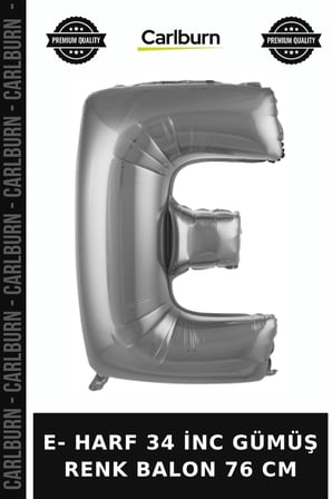 Delux Serisi E- HARF 34 İNC GÜMÜŞ RENK BALON 76 CM Eğlence Tasarım Parıltılı