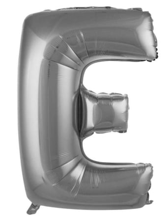 Delux Serisi E- HARF 34 İNC GÜMÜŞ RENK BALON 76 CM Eğlence Tasarım Parıltılı