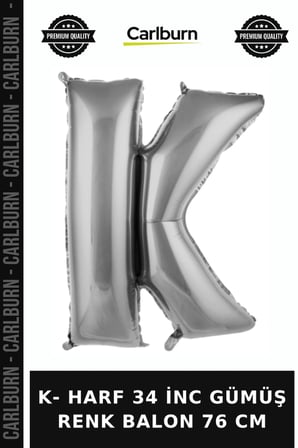Premium K- HARF 34 İNC GÜMÜŞ RENK BALON 76 CM Süs Doğum Özel