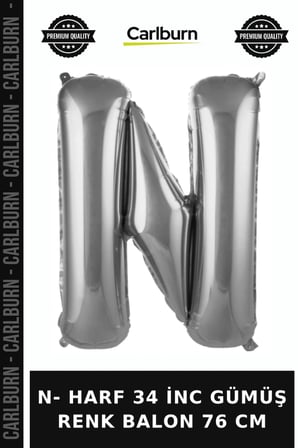 Premium N- HARF 34 İNC GÜMÜŞ RENK BALON 76 CM Eğlence Süs Dekor