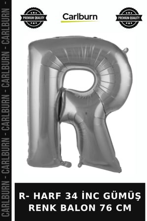 Premium R- HARF 34 İNC GÜMÜŞ RENK BALON 76 CM Etkinlik Ürünü Kutlama Hediyesi Doğum Günü