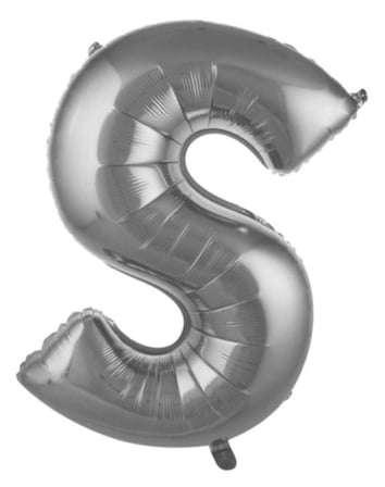 Premium S- HARF 34 İNC GÜMÜŞ RENK BALON 76 CM Doğum Kokteyl Parti