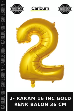 Premium 2- RAKAM 16 İNC GOLD RENK BALON 36 CM Etkinlik Buluşma Kutlama Eşyası