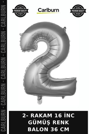 Premium 2- RAKAM 16 İNC GÜMÜŞ RENK BALON 36 CM Özel Gün Dekor Parti Detayı