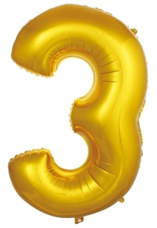 Premium 3- RAKAM 16 İNC GOLD RENK BALON 36 CM Supriz Çocuk Kutlama Süsleri