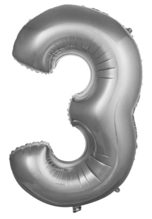 Premium 3- RAKAM 16 İNC GÜMÜŞ RENK BALON 36 CM Sürpriz Kutlama Yaş Günü